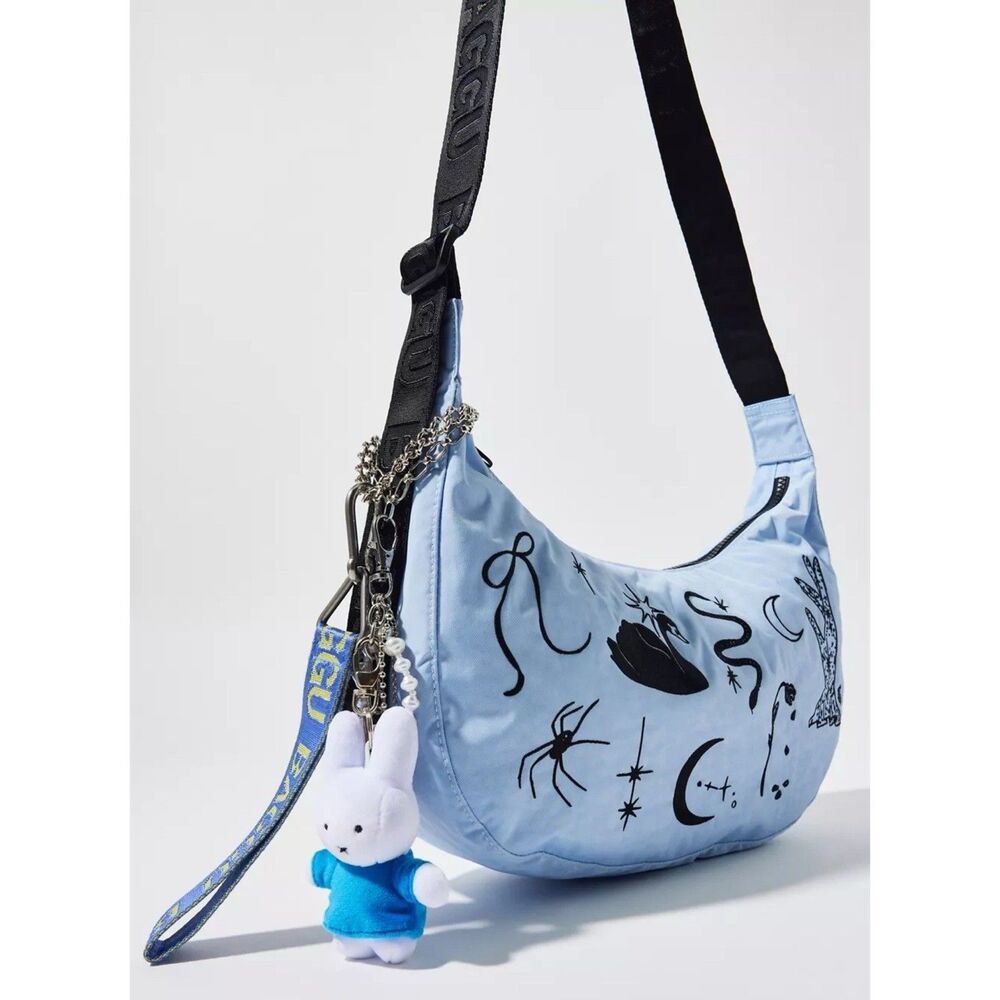 BAGGU Embroidered Ballet Icons Medium Nylon Crescent Bag